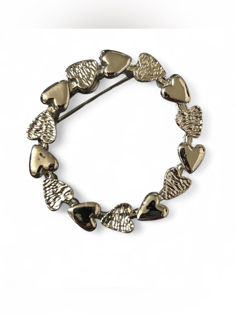 Silver Tone Wreath of Hearts Brooch by Gerry with Gerry Hallmark